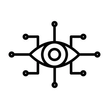 Bionic eye icon linear logo mark in black and white Illustrazione stock