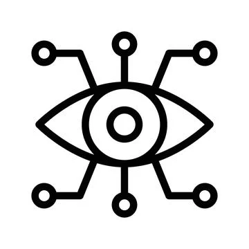 Bionic eye icon linear logo mark in black and white Stock Illustration