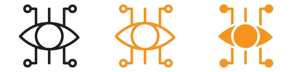 Bionic Eye Icon Set Futuristic Technology Illustrations for Science Fiction Stock Illustration