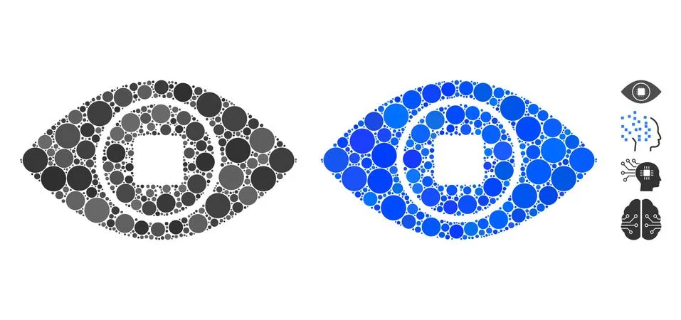 Bionic Eye Lens Composition Icon of Spheric Items Illustrazione stock