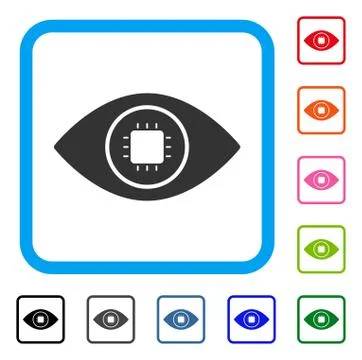 Bionic Eye Lens Framed Icon Stock Illustration