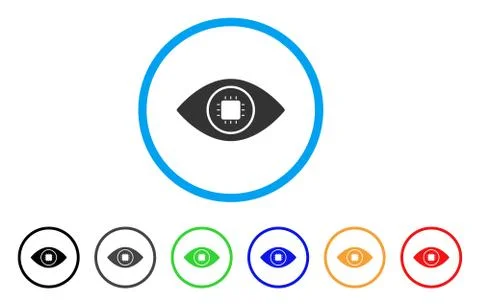 Bionic Eye Lens Rounded Icon Stock Illustration