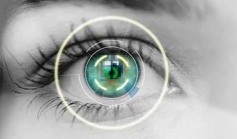 Bionic eye or security scan Black white Stock Photos