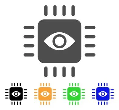 Bionic Eye Processor Flat Icon Illustrazione stock