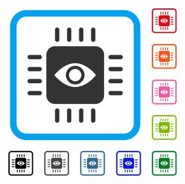 Bionic Eye Processor Framed Icon Stock Illustration