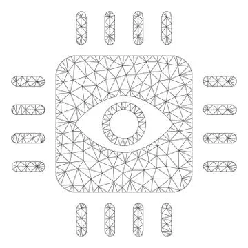Bionic Eye Processor Vector Mesh 2D Model Illustrazione stock