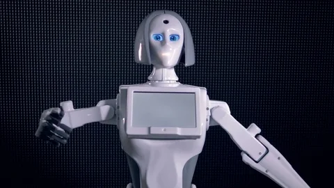Bionic girl moving her arms. 4K. Stock Footage 79162245