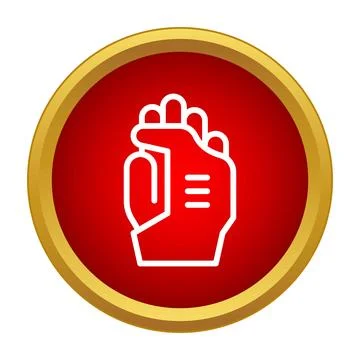 Bionic hand gripping something illustration in red circle Illustrazione stock
