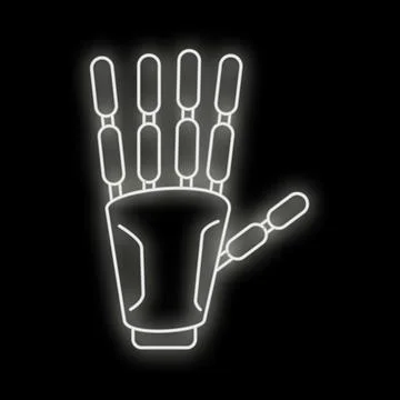 Bionic hand neon glowing line icon technology Illustrazione stock