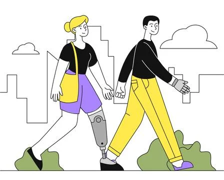 Bionic leg prosthesis vector linear Stock-Illustration