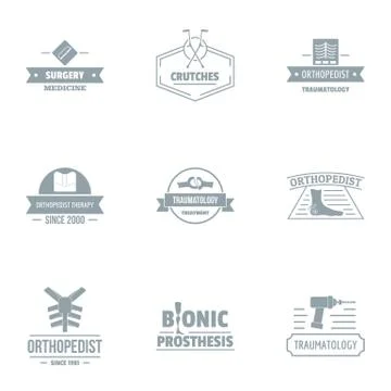 Bionic logo set, simple style 스톡 일러스트