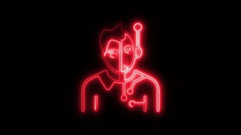 Bionic Man Outline Icon in HD Video Neon Animation Stock Footage 304507537