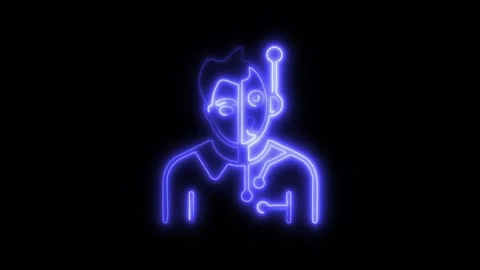 Bionic Man Outline Icon in HD Video Neon Animation 動画素材 304507546