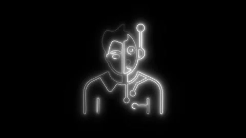 Bionic Man Outline Icon in HD Video Neon Animation Vidéo 304507572