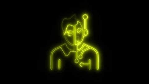 Bionic Man Outline Icon in HD Video Neon Animation Stock-Footage 304507578