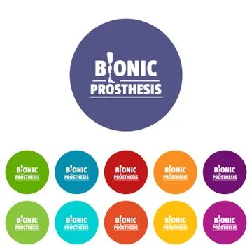 Bionic prosthesis icons set color Stock Illustration