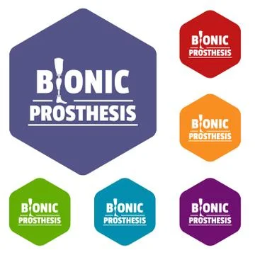 Bionic prosthesis icons vector hexahedron Illustrazione stock