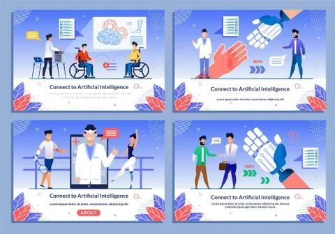 Bionic Prosthetic Limb for Disabled Banner Set Stock Illustration