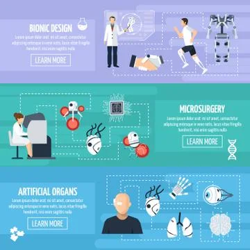 Bionic Technology Horizontal Banners Stock Illustration
