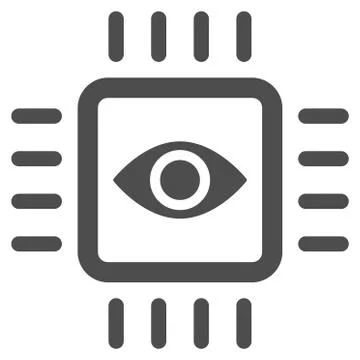 Bionic Vision Chip Flat Icon 스톡 일러스트