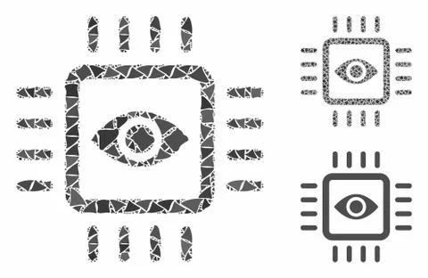 Bionic vision chip Mosaic Icon of Abrupt Pieces Stock Illustration