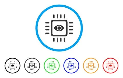 Bionic Vision Chip Rounded Icon Illustrazione stock