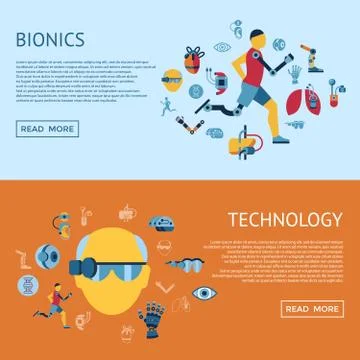 Bionics and artificial intelligence icon set Illustrazione stock