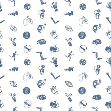 Bionics and artificial intelligence icon set Illustrazione stock