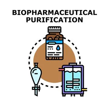 Biopharmaceutical purification process creating medicine and drug Stock Illustration