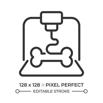 Bioprinting pixel perfect simple line icon Stock Illustration
