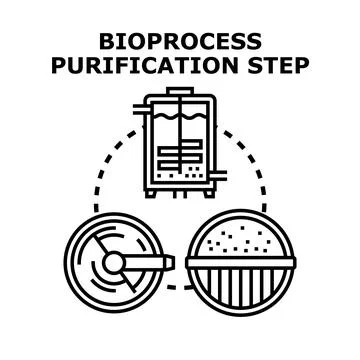 Bioprocess purification step concept vector illustration Stock Illustration