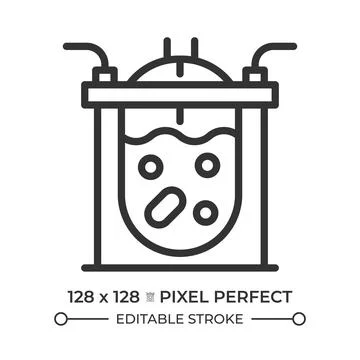 Bioreactor pixel perfect simple line icon Stock Illustration