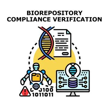 Biorepository compliance verification process ensuring data integrity Stock Illustration
