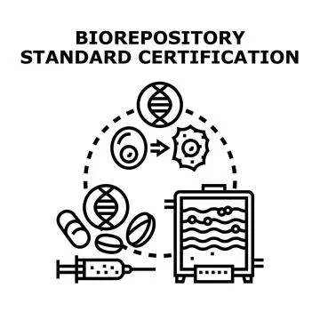 Biorepository standard certification concept collecting biological samples Stock Illustration