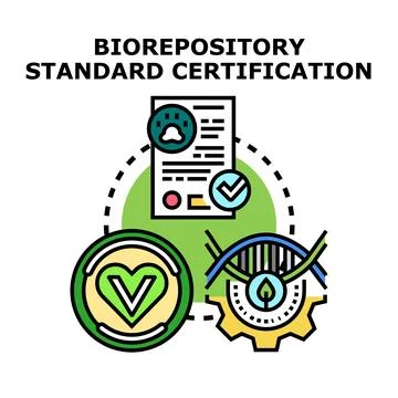 Biorepository standard certification vector concept illustration Stock Illustration