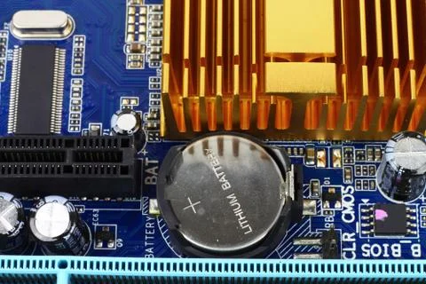 Bios battery on board Stock Photos