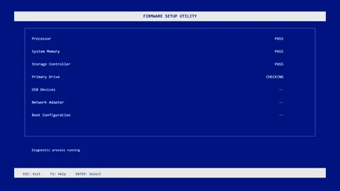 Bios setup utility screen checking system components 4K video Vídeo Stock 347393985