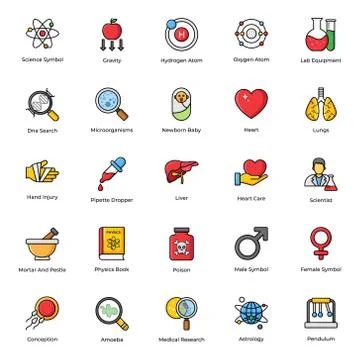 Bioscience Flat Icons Vector Pack Illustrazione stock