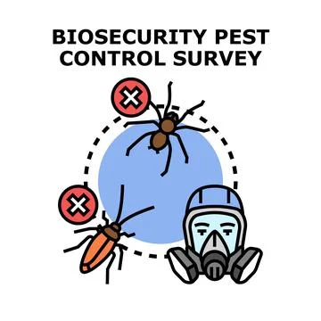 Biosecurity pest control survey worker combating insects Illustrazione stock