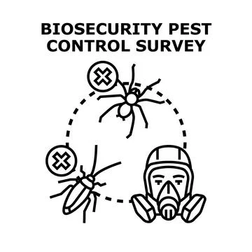Biosecurity pest control survey worker combating insects Stock Illustration