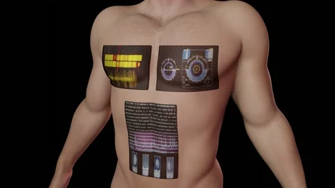 Biosensor , Bioelectronics on skin . 3d animation render Stock Footage 207906629