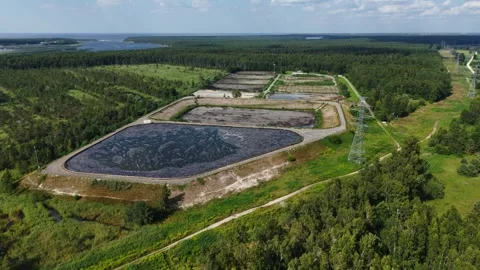 Biosolids storage enabling resource recovery and sustainable infrastructure Stock Footage 341521975