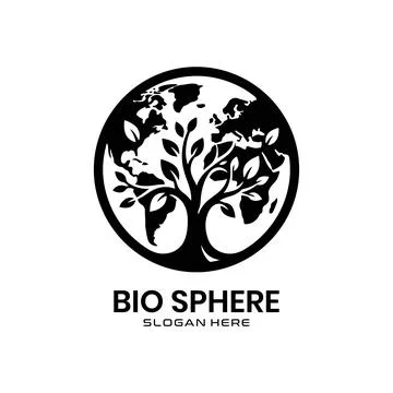 Biosphere Logo Design Featuring Globe, Tree, and Ecosystem Elements Stock Illustration