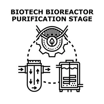 Biotech bioreactor purification stage process concept Stock Illustration