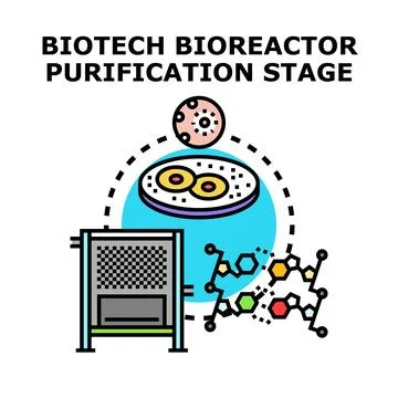 Biotech bioreactor purification stage process concept Stock Illustration