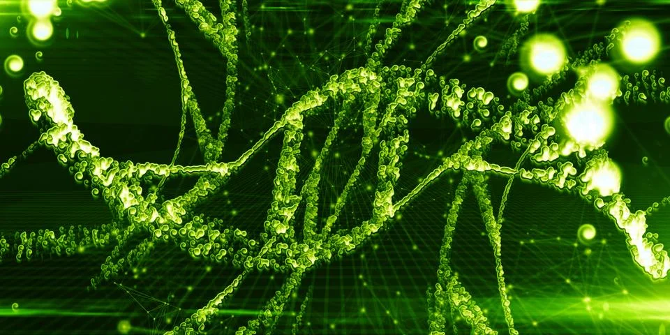 Biotech genetics and DNA modification chemistry of organic molecules graphic Stock Illustration