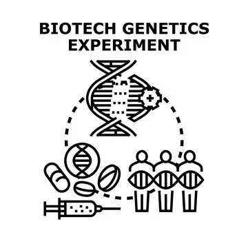 Biotech genetics experiment concept developing scientific research Stock Illustration
