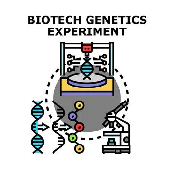 Biotech genetics experiment concept with dna manipulation Stock-Illustration