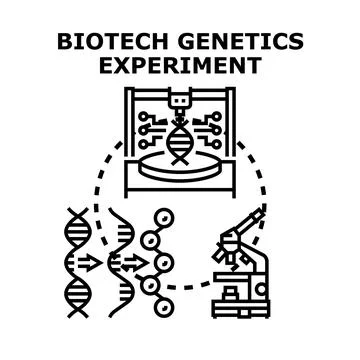 Biotech genetics experiment concept with dna manipulation Stock Illustration