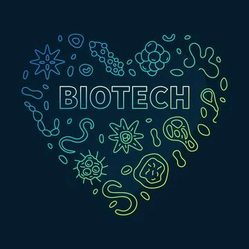 Biotech Heart concept line vector colored banner - Biotechnology Science ou.. Stock Illustration